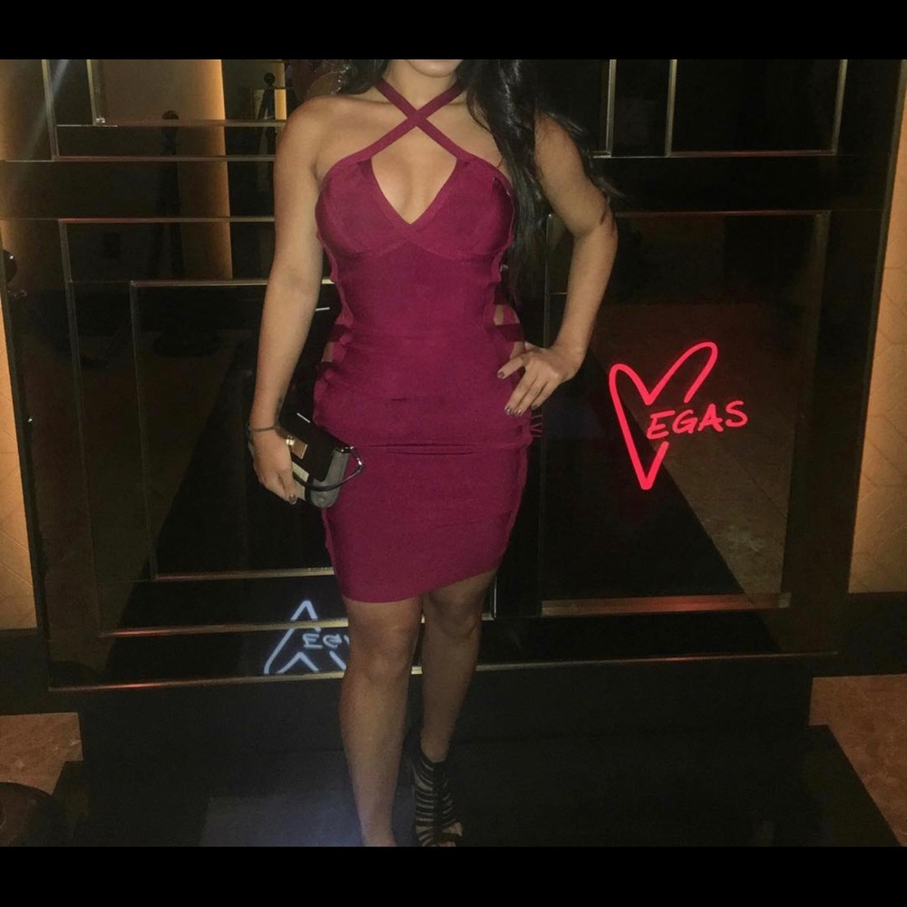 HOUSE OF CB RED STRAPPY DRESS